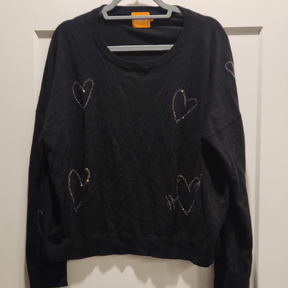 WISPR Black Heart Embellished Women's Sweater
